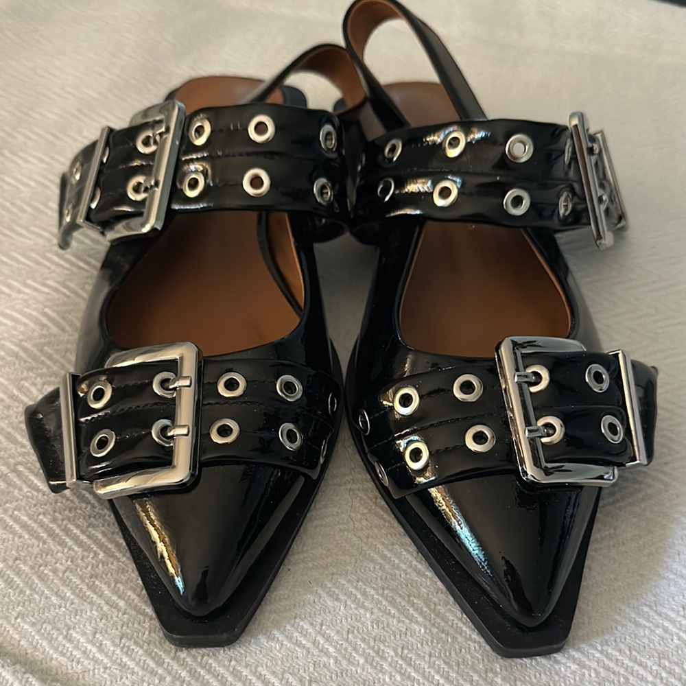 Amazon Black Flats with Gold Accents